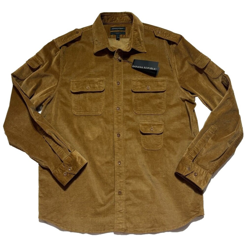 Banana Republic NWT Heritage Corduroy Shirt Men L Brown Utility Safari Jacket